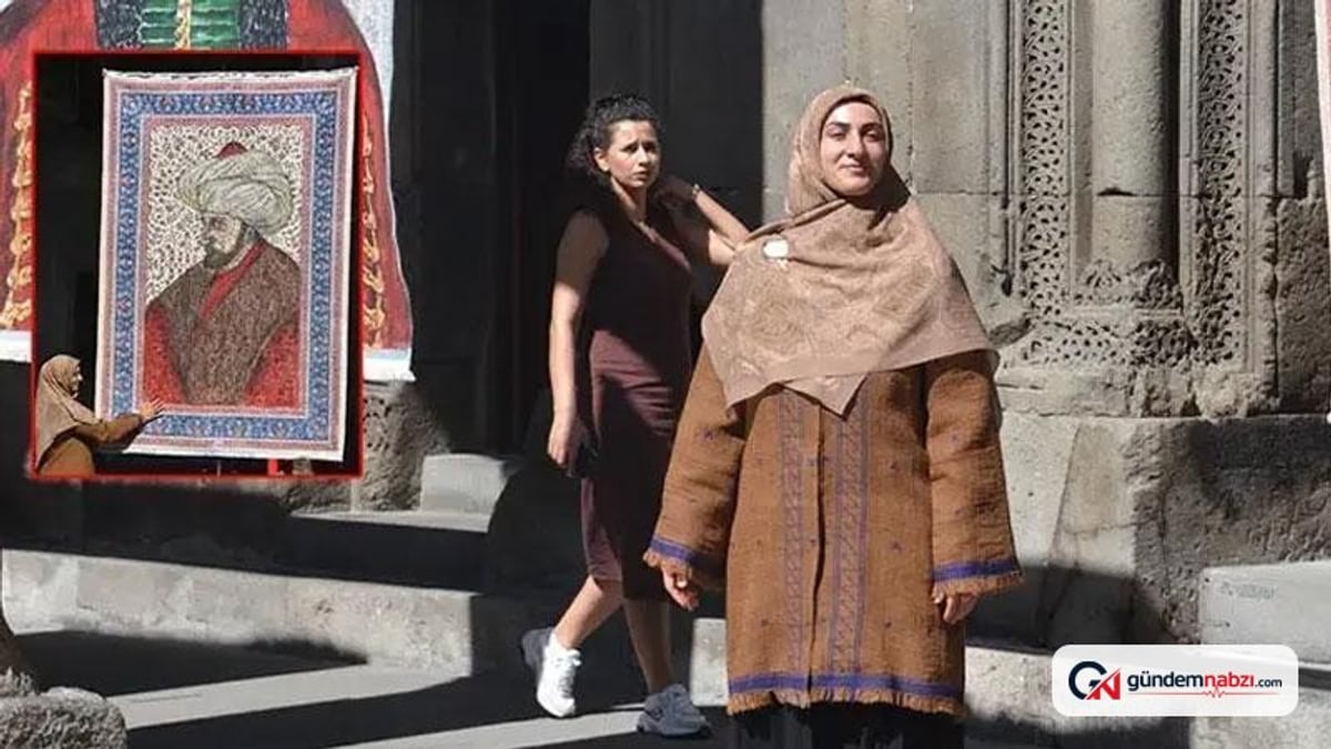 Kilimlerin üzerine yaptığı resimlerle sergi açtı