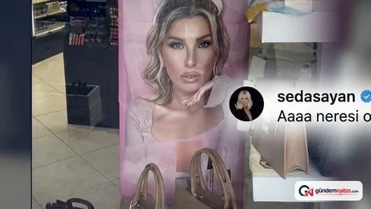 Samos Adası'ndaki kozmetik afişi Seda Sayan'a benziyor