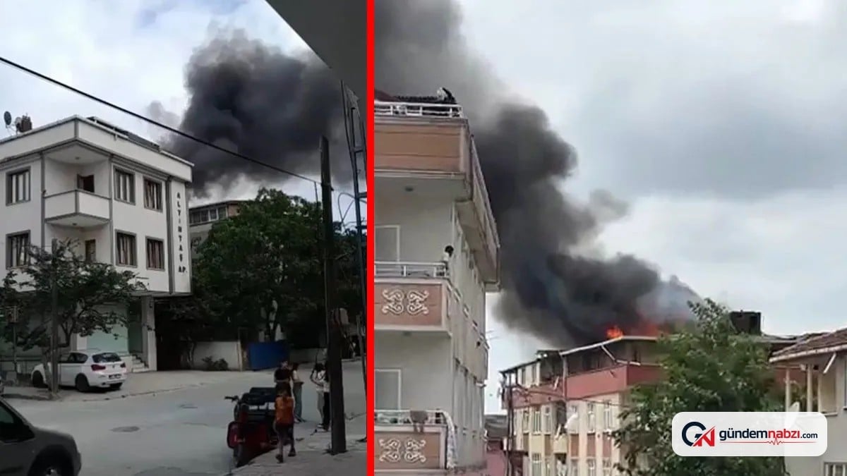 İstanbul Arnavutköy'de 5 katlı binanın çatısında yangın çıktı