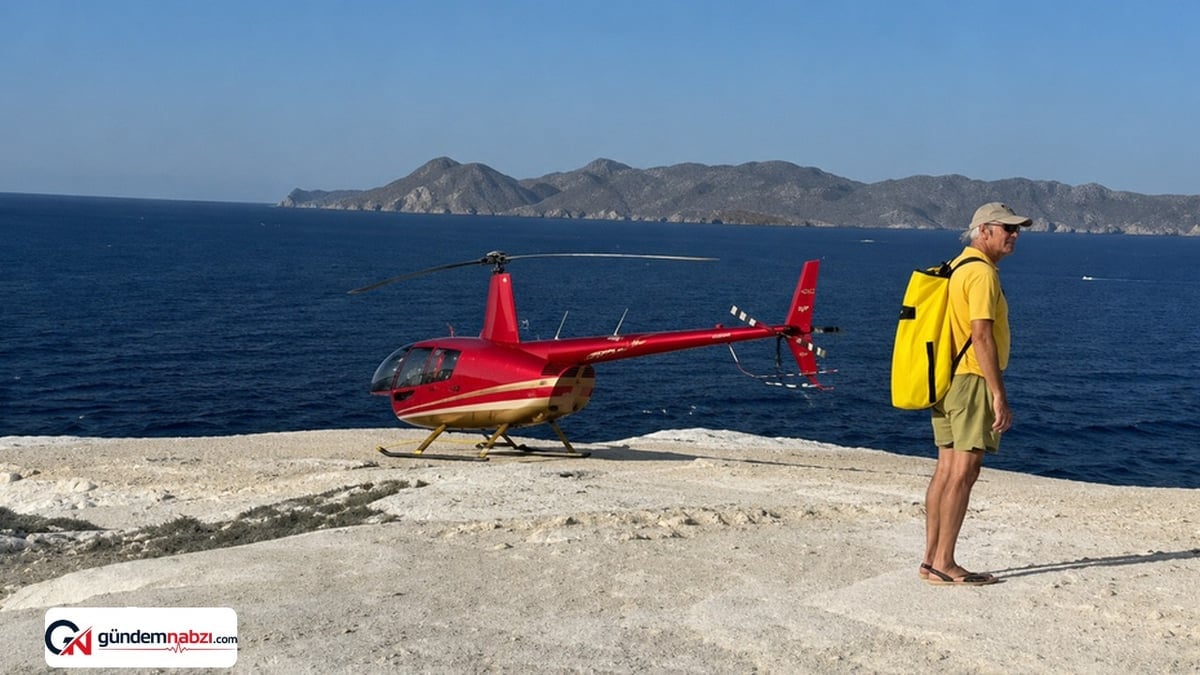 Yunanistan'da Sarakiniko kayalıklarına inen helikopter tepki çekti