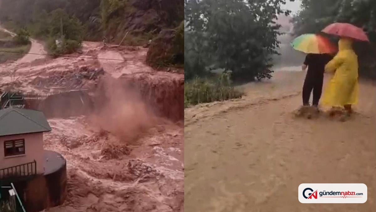 Giresun'da sağanak yağış nedeniyle dereler taştı, yollar kapandı