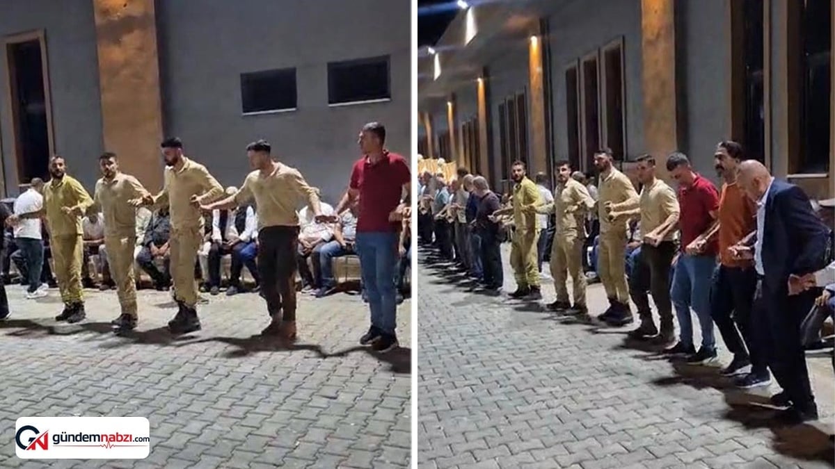 Siirt'te orman yangınını söndüren ekipler düğünde halay çekti