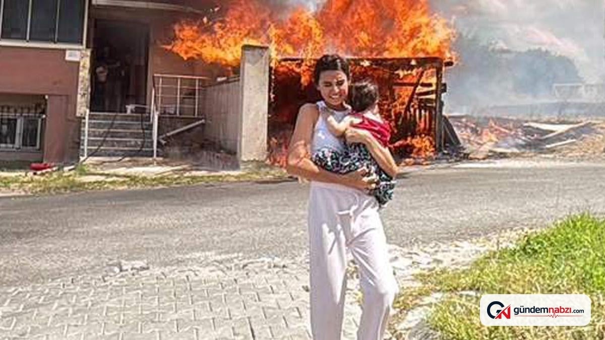 Tekirdağ Çorlu'da yangında bir genç kız kardeşini kucağına alarak kaçtı