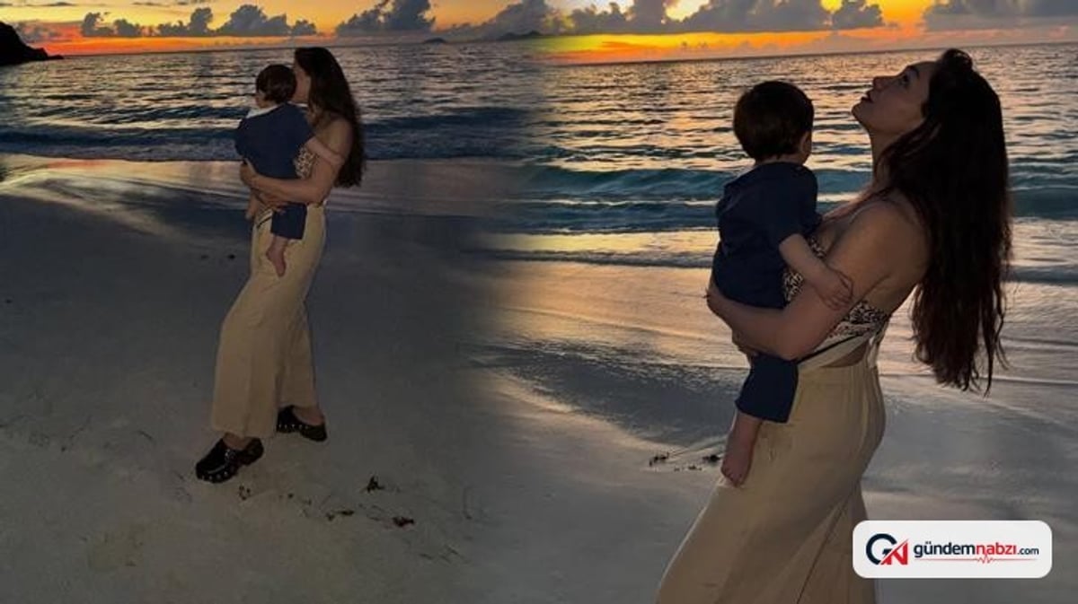 Neslihan Atagül, oğlu Aziz'in yeni fotoğrafını paylaştı