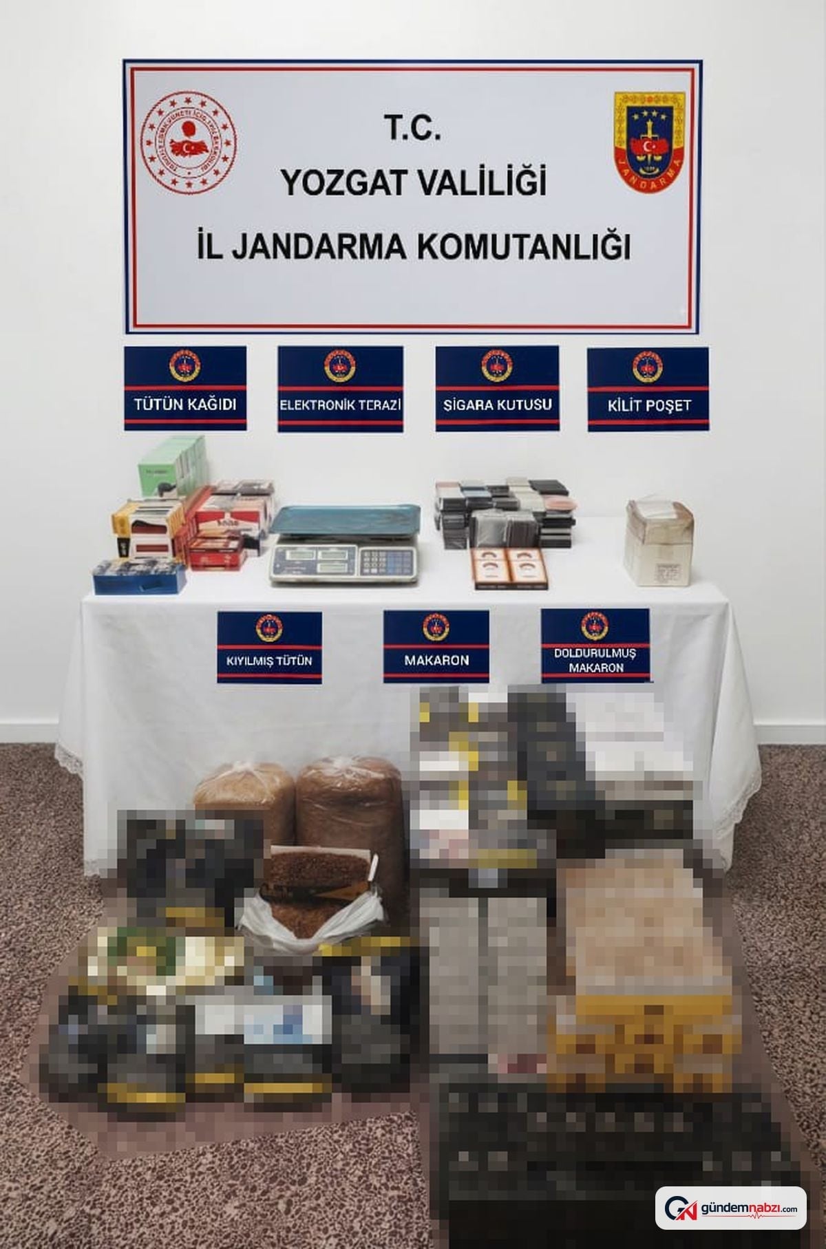 Yozgat'ta düzenlenen operasyonda 34 bin makaron ve 15 kilogram tütün ele geçirildi