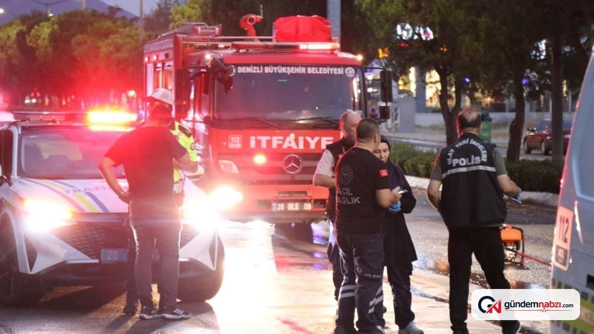 Denizli'de Devrilen motosikletin sürücüsü otobüsün altında kaldı