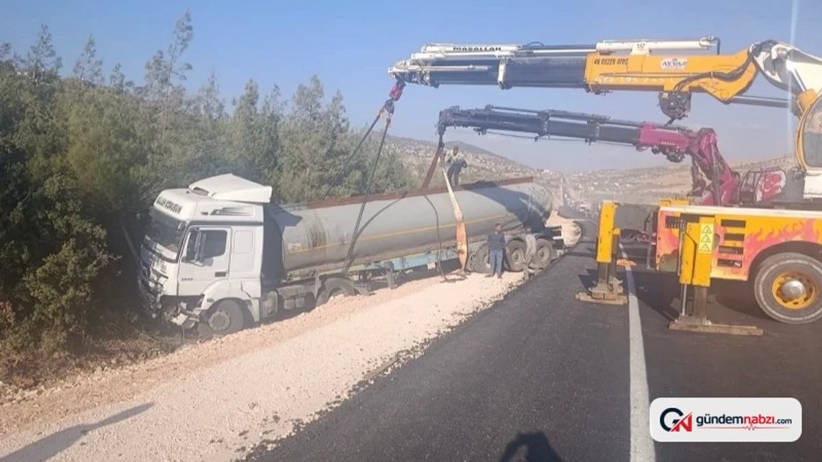 Gaziantep'te gelin konvoyundan kaçan tanker ormana uçtu