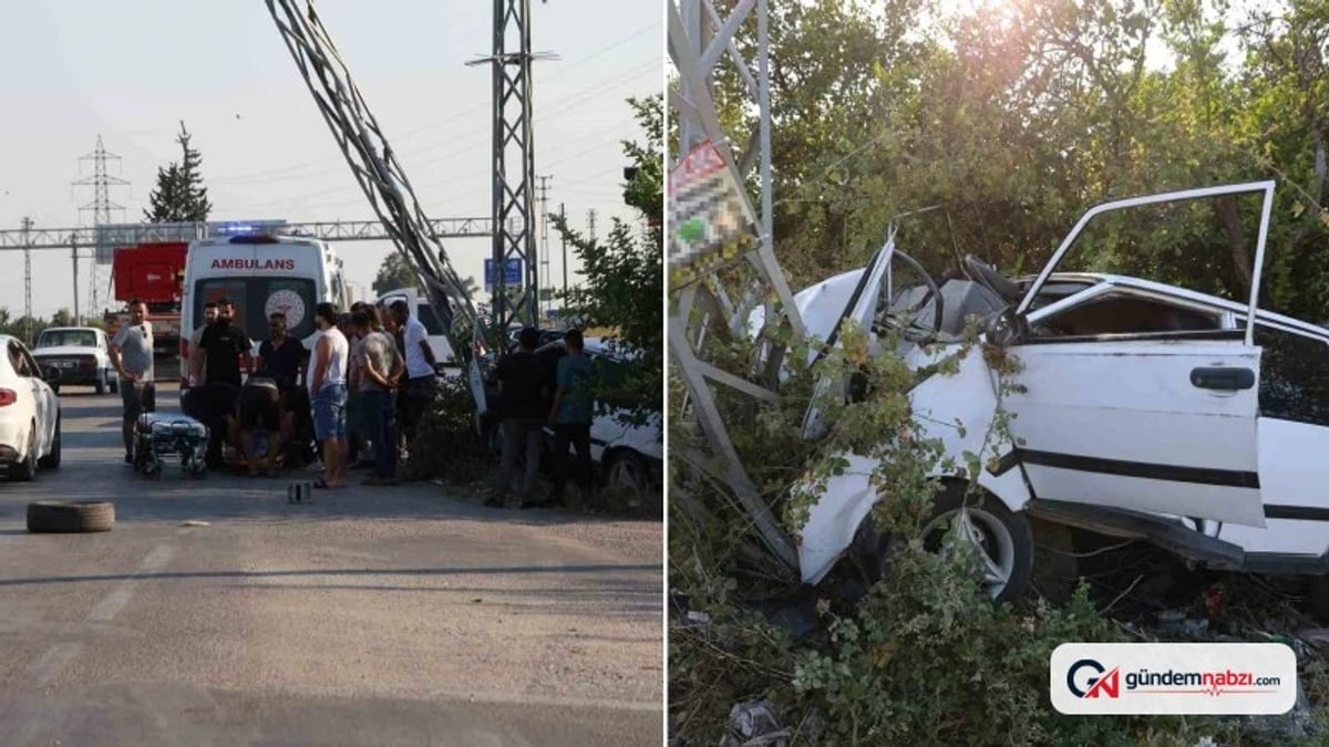 Elektrik direğine çarpan Tofaş hurdaya döndü, sürücü ağır yaralandı