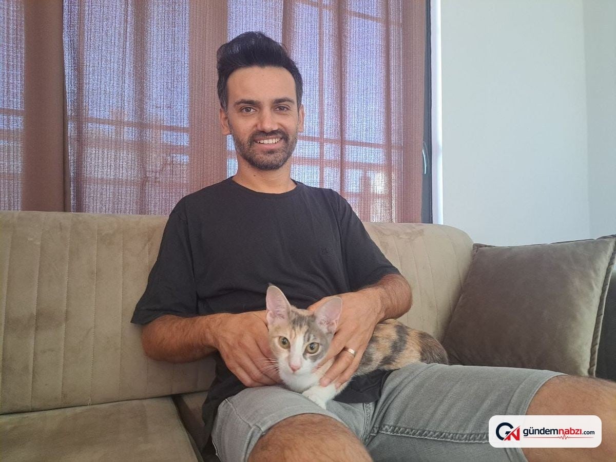 Antalya Serik'te klima motorunda mahsur kedi plaj çantasıyla kurtarıldı