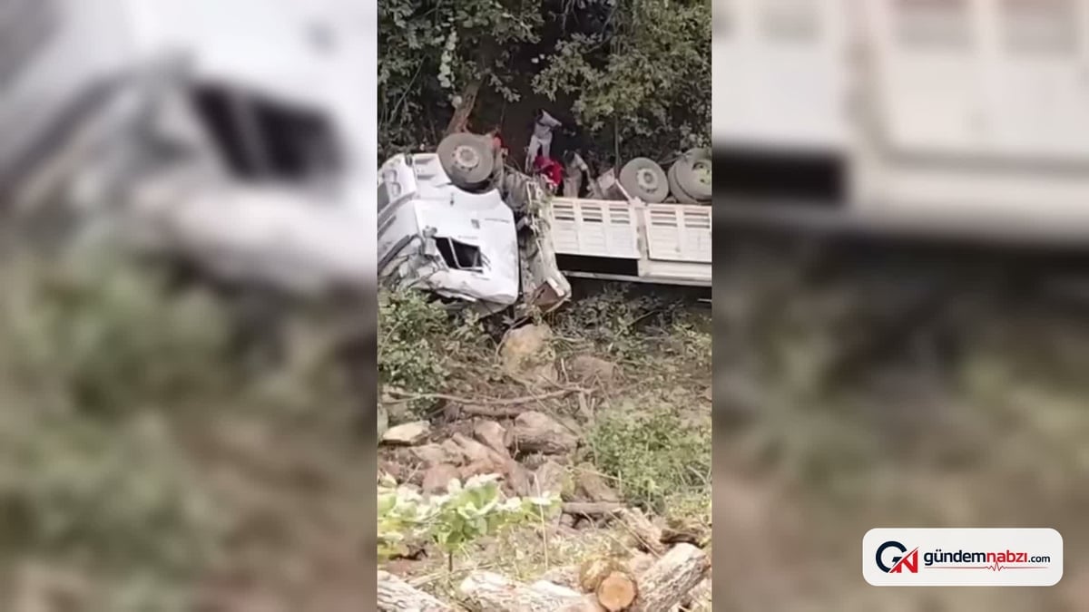 Hatay'da uçuruma yuvarlanan kamyondaki baba oğul yaralandı