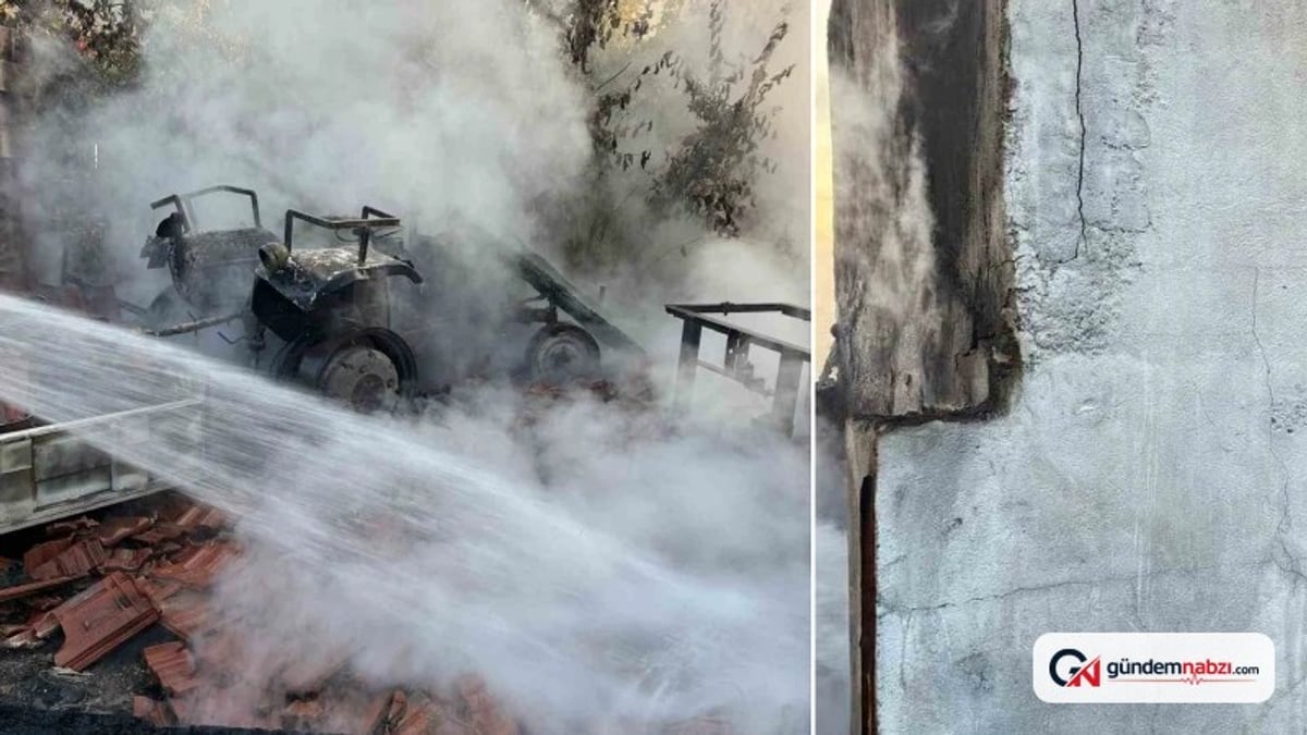 Bursa İnegöl'de bağ evinde yangın çıktı: Traktör ve tarım makineleri kül oldu