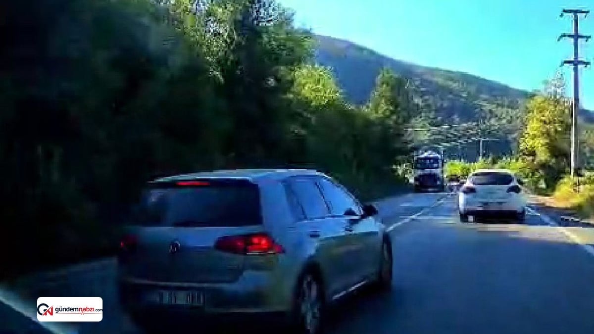 Karabük'te hatalı sollama yapan sürücüler kaza riski yarattı