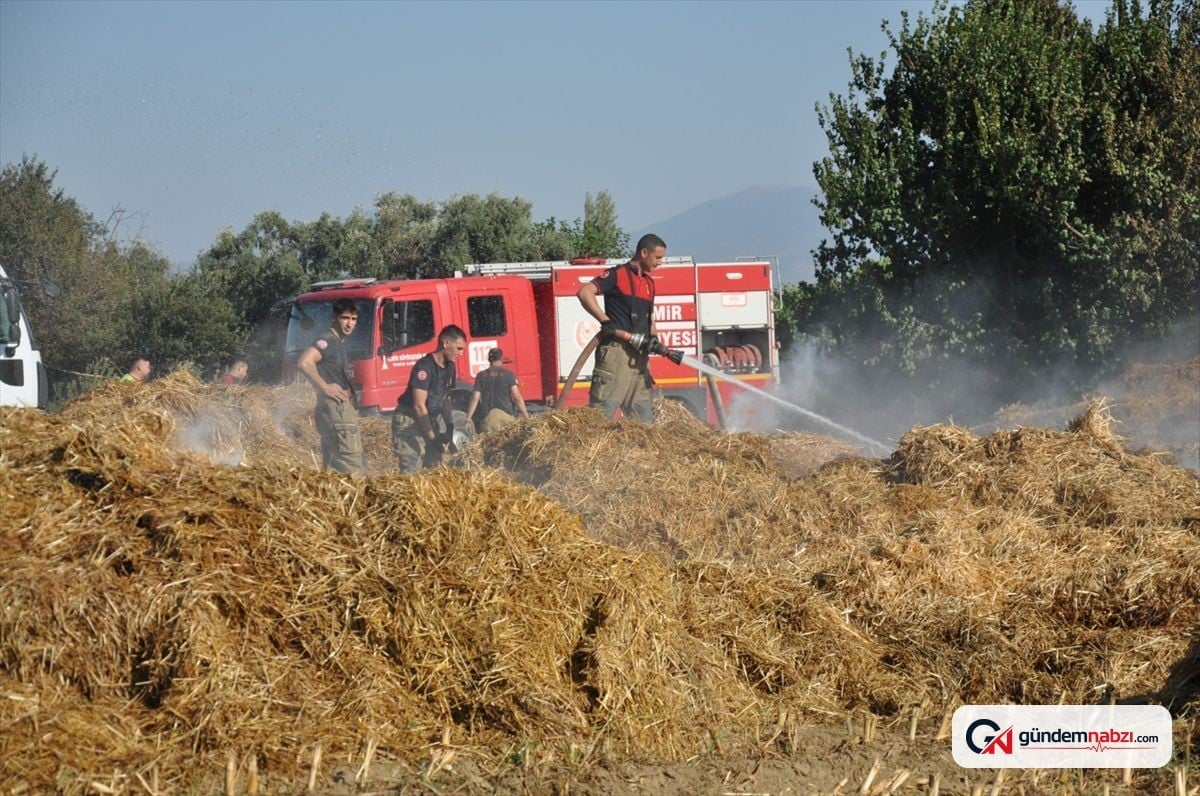 İzmir'de saman balyası yangını çıktı