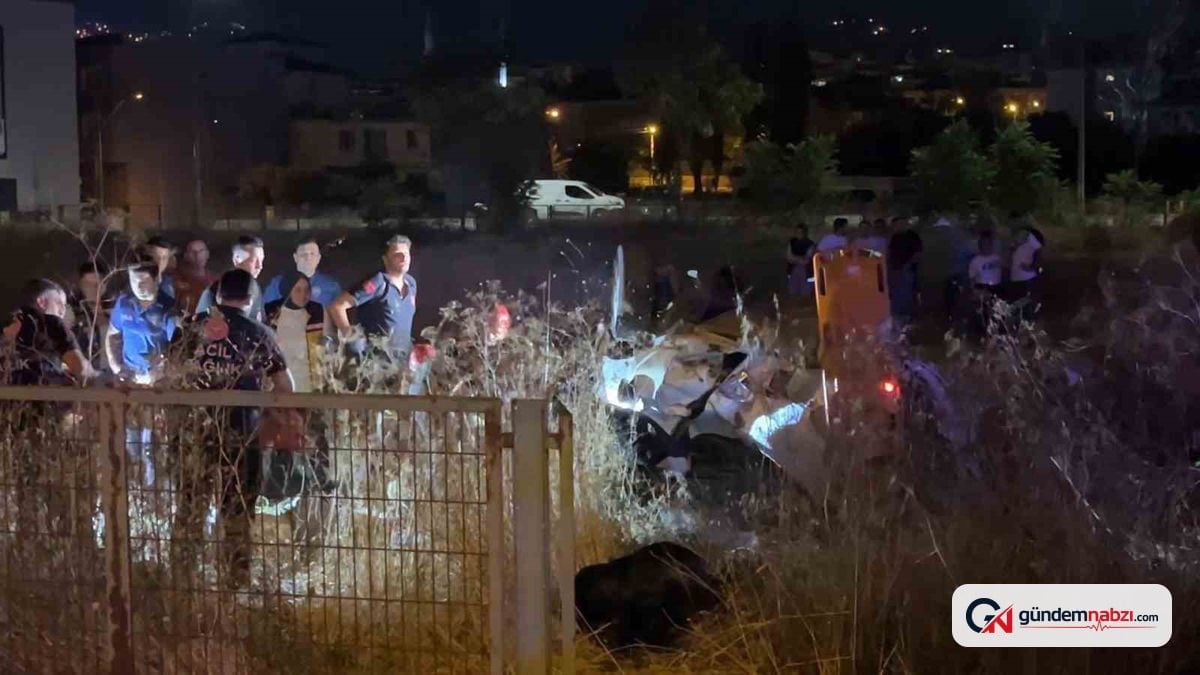 Bursa'da otomobil tarlaya uçtu, 5 kişi yaralandı
