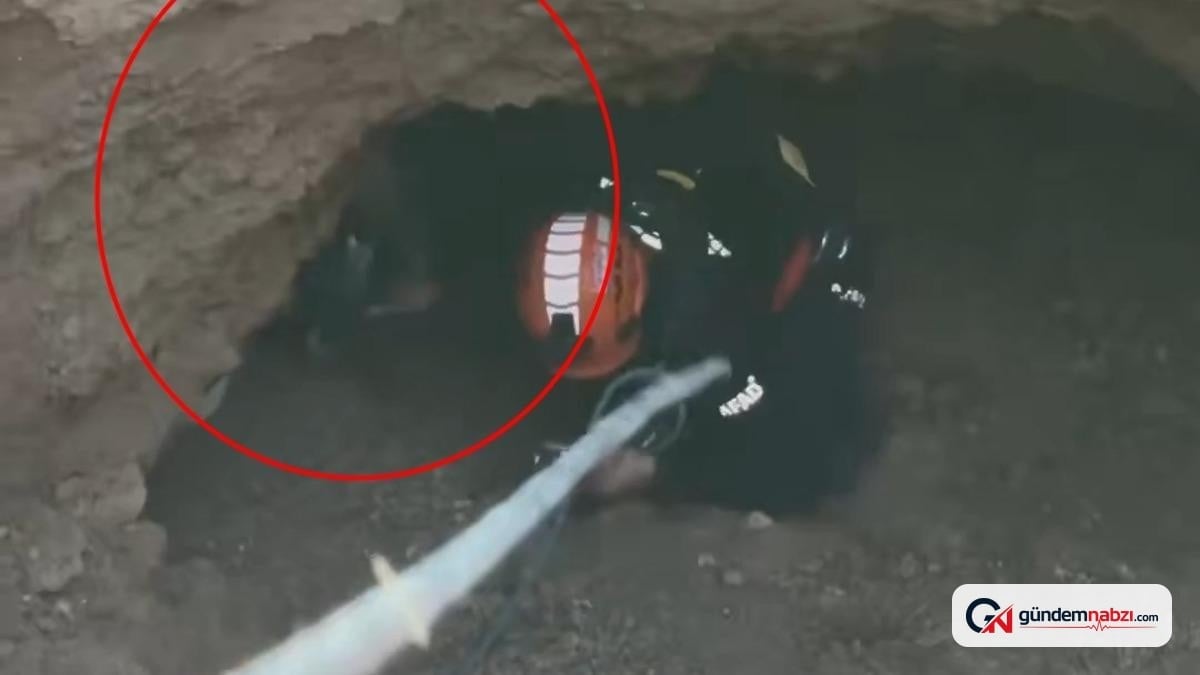 Siirt'te obrukta mahsur kalan keçi AFAD tarafından kurtarıldı