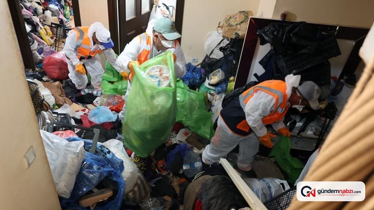 Kayseri'de çöp eve dönüştürülen konuttan 5 kamyon atık çıkarıldı
