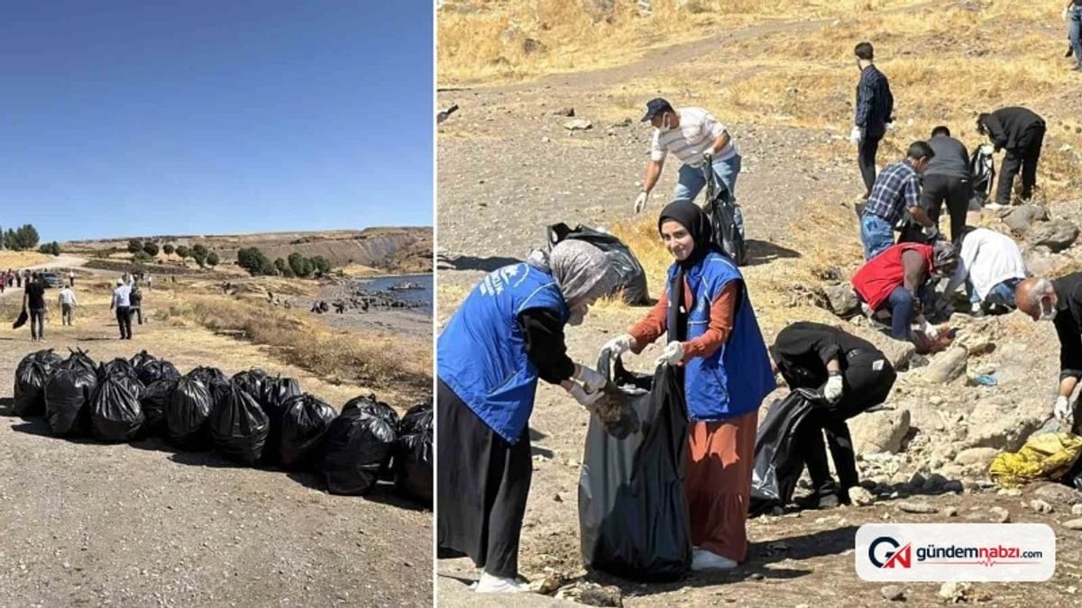 Van Gölü kıyısında temizlik çalışması: 100 kişi 4 ton çöp topladı