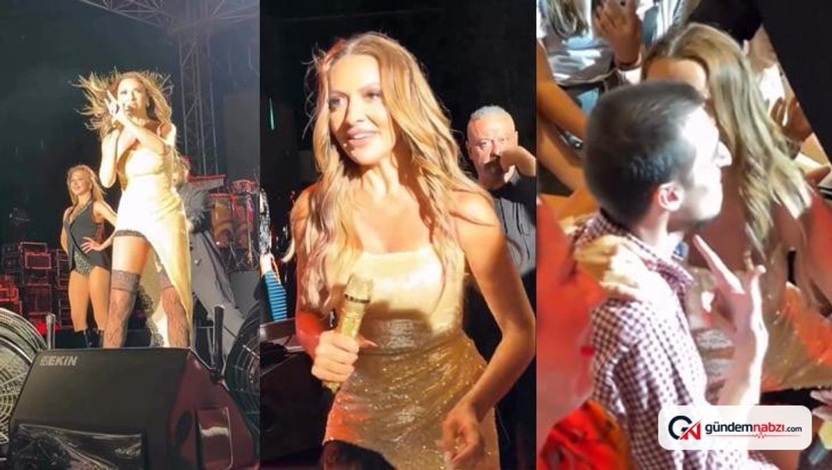 Hadise Bursa konserinde hayranını öptü