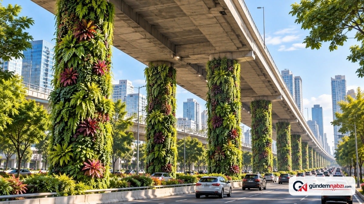 Mexico City'de beton sütunlar yeşillendirildi