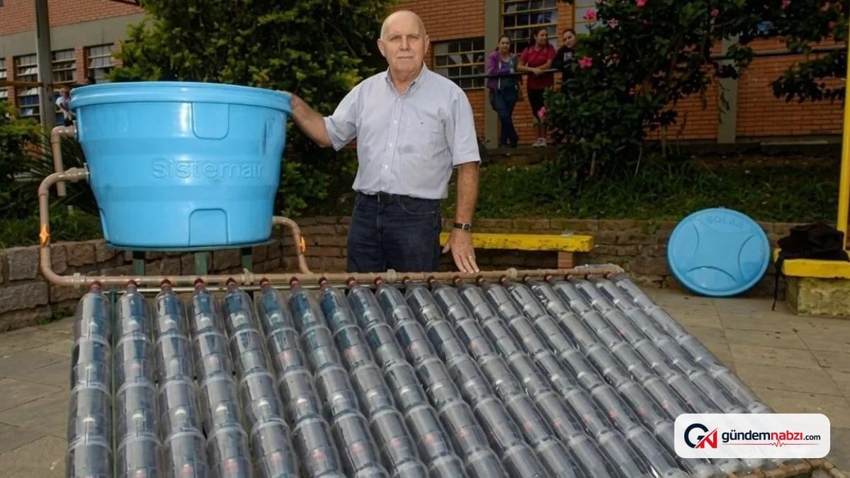 Brezilyalı emekli 100 şişeyle güneş enerjili su ısıtıcısı yaptı