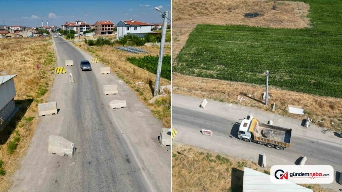 Afyonkarahisar'da caddeyi daraltan beton bariyerler sürücüleri zorluyor