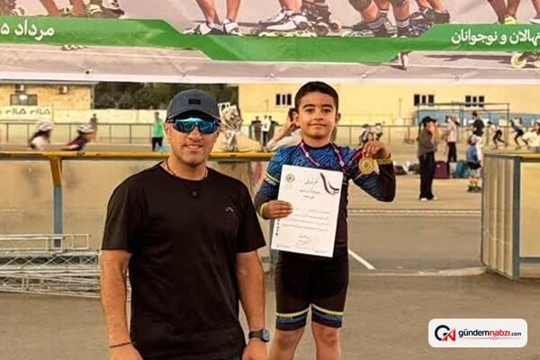 Nikan Norouzi Ulusal sürat pateni yarışmasında altın madalya aldı