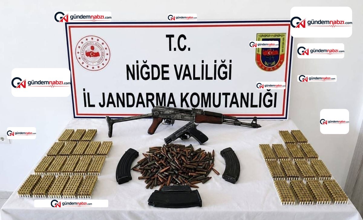 Niğde'de Jandarma operasyonunda kalaşnikof ve tabanca ele geçirildi
